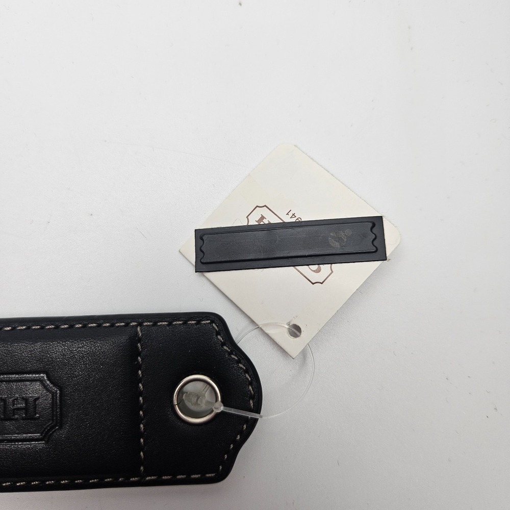 Coach Leather Bottle Opener Keychain Black‎ Silver Tone Hardware New With Tag - Picture 3 of 8